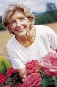 Older woman with flowers