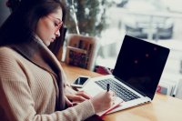 Female professional at laptop